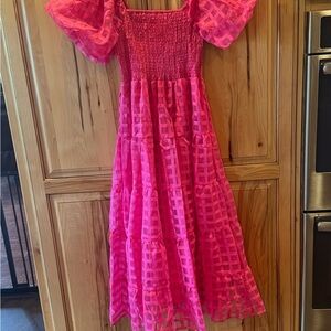 Hot Pink Tiered Smocked Dress